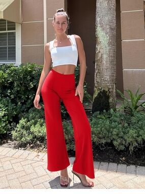 OQQ Women Wide Leg Pants High Waist Casual Pants Fall Clothes Outfits medium